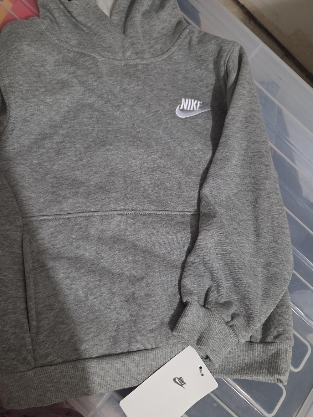 Nike Gray Hooded Sweatshirt with White Swoosh